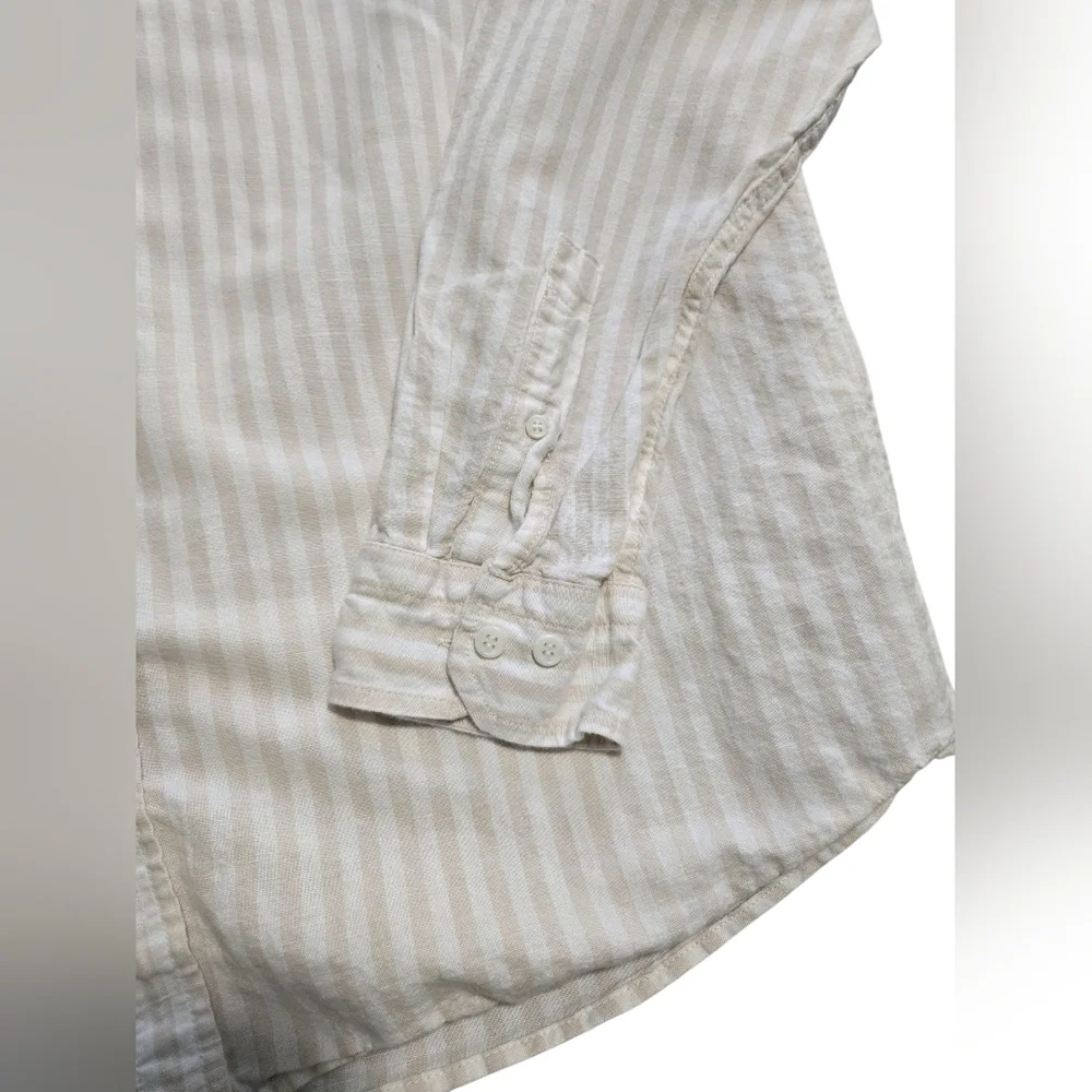 Banana Republic Linen Blend Slim Fit Mens Long Sleeve Button Up Beige XL